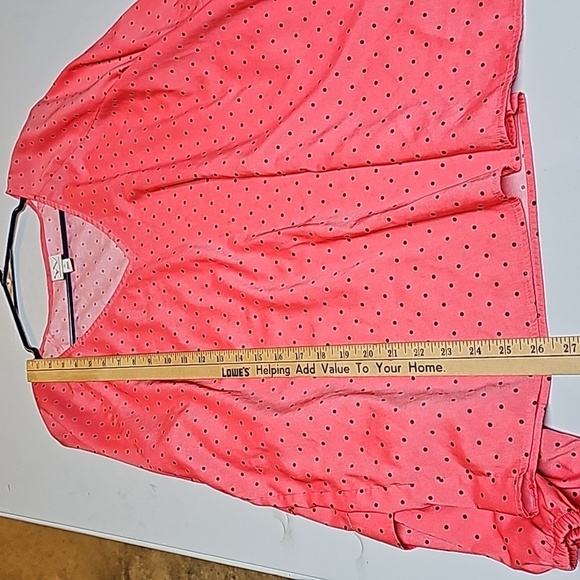 Worthington Ladies Blouse Sz XL Coral Polka dot - Picture 6 of 7